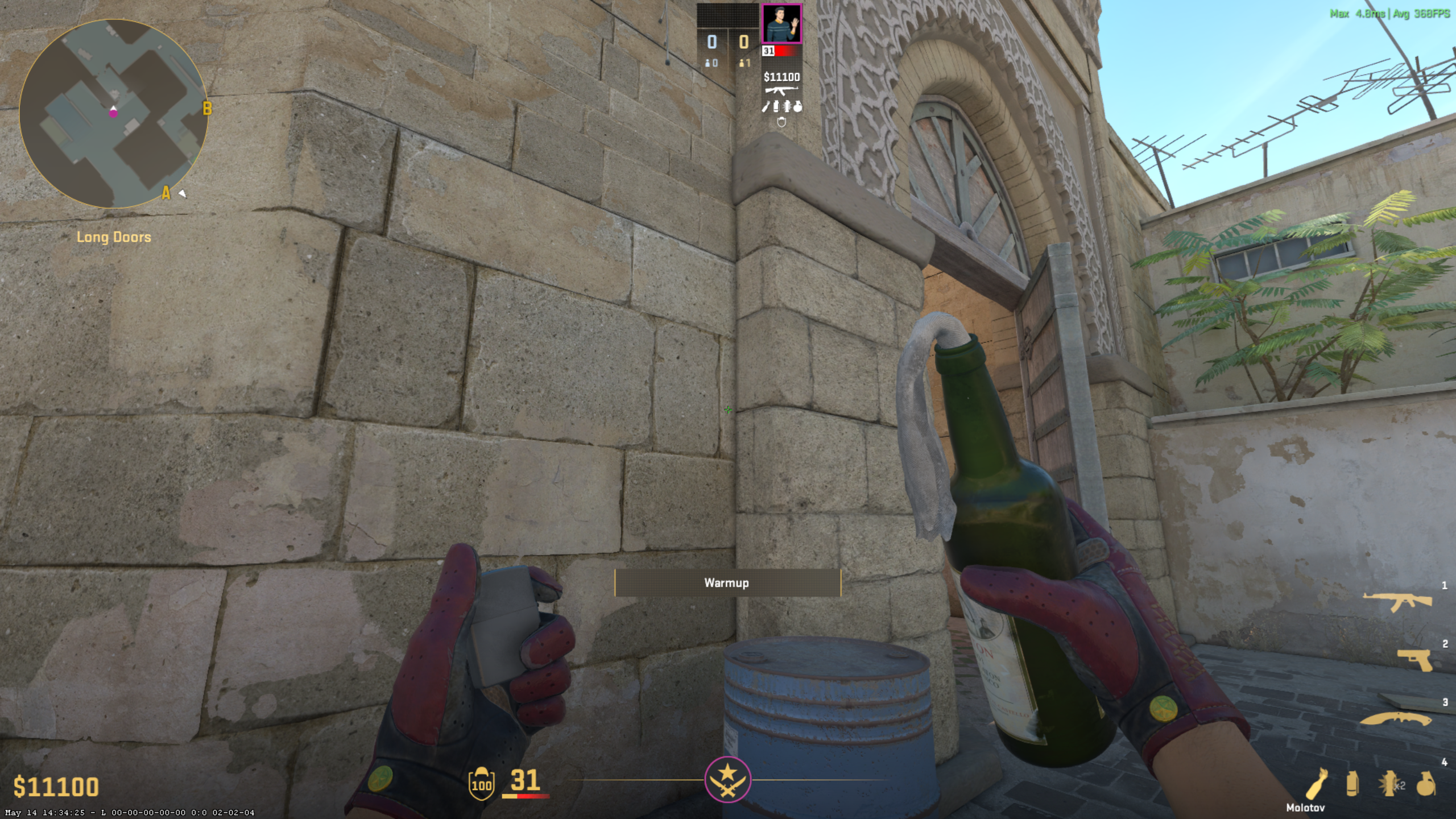 Car molotov position